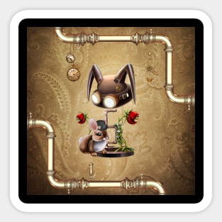 Steampunk, cute little bunny with hat Sticker